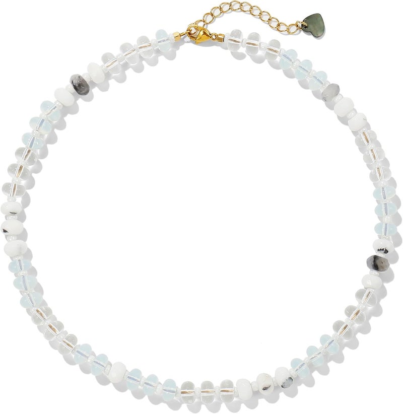 Badu Gemstone Beaded Necklace for Women Colorful Natural Stone Freshwater Pearl Surfer Beach Rainbow Necklace Jewelry Gift - Image 1